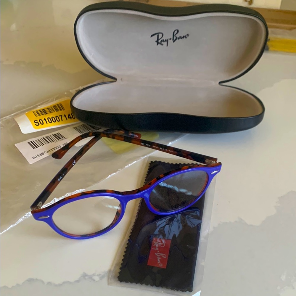 RAY BAN- BNWT! Vibrant Blue and Tortoise Eyewear/Glasses w/ Case and Paperwork